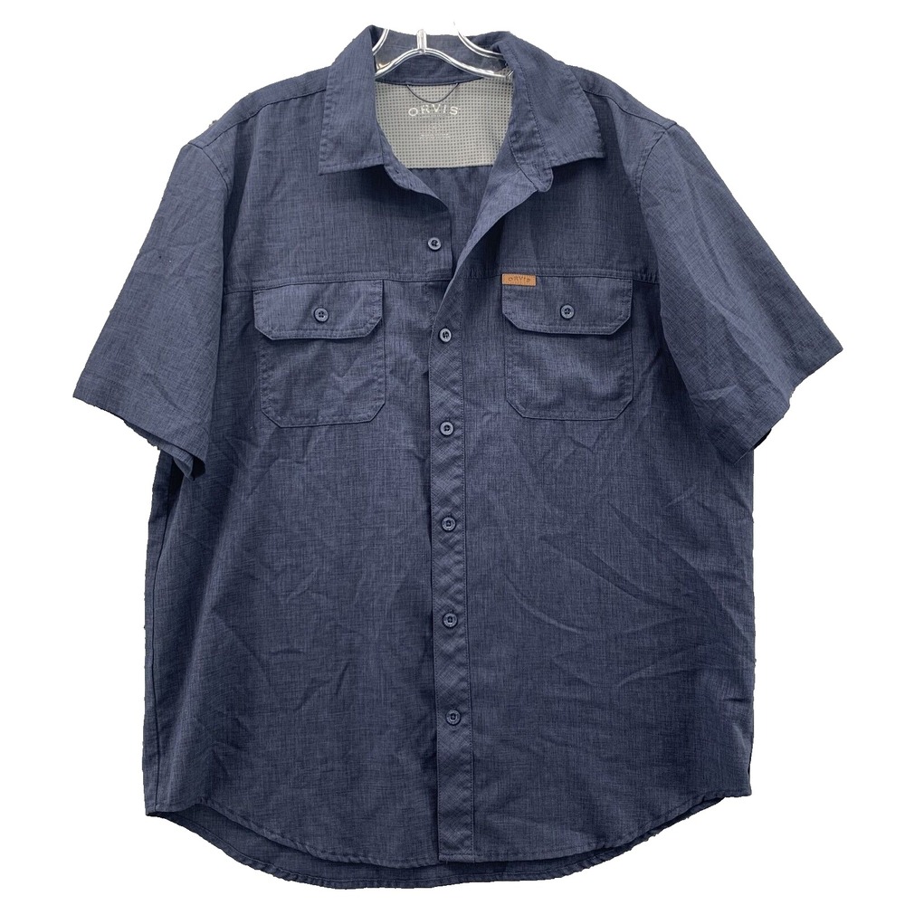 Orvis Tech Shirt Men's Large Navy Outdoor Hiking Fishing Performance Gorpcore
